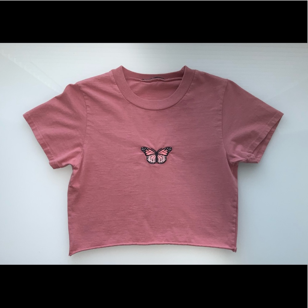 Brandy Melville cropped butterfly shirt
